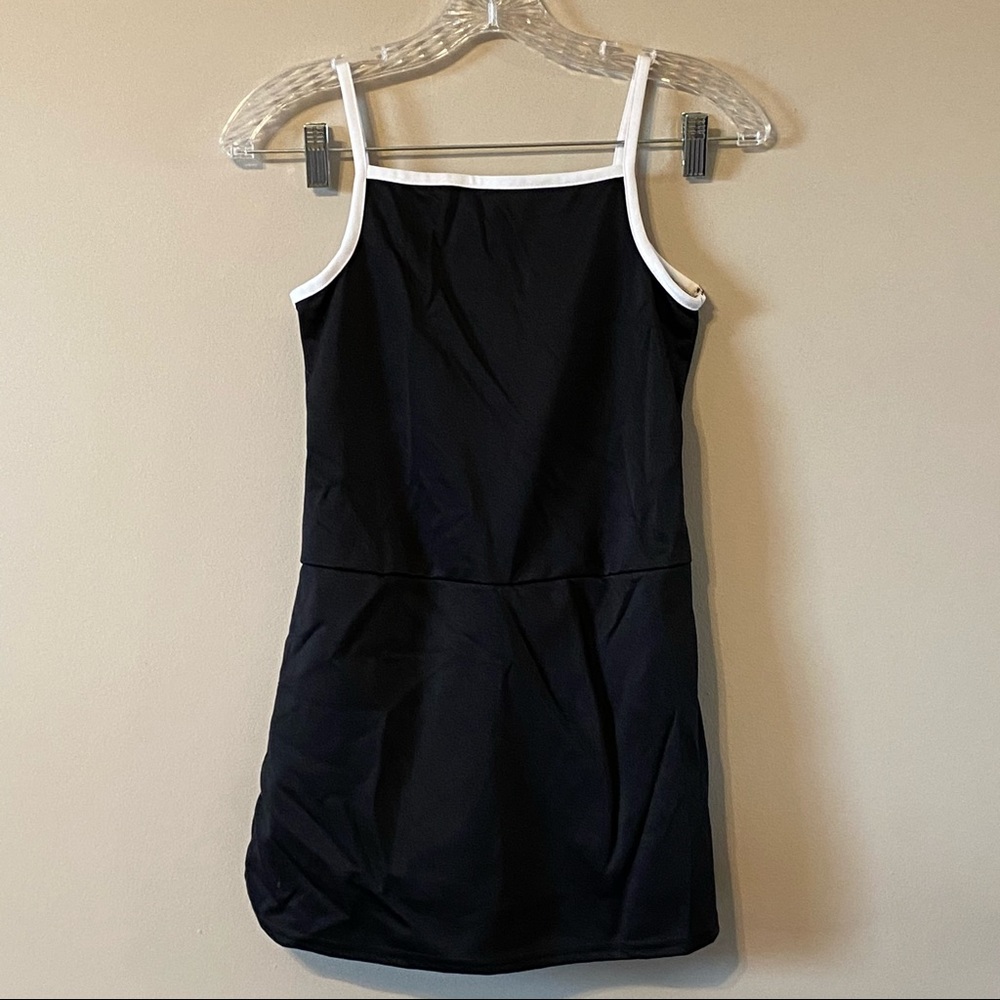 Vintage Black Sporty Mini Dress Romper w/ Shorts